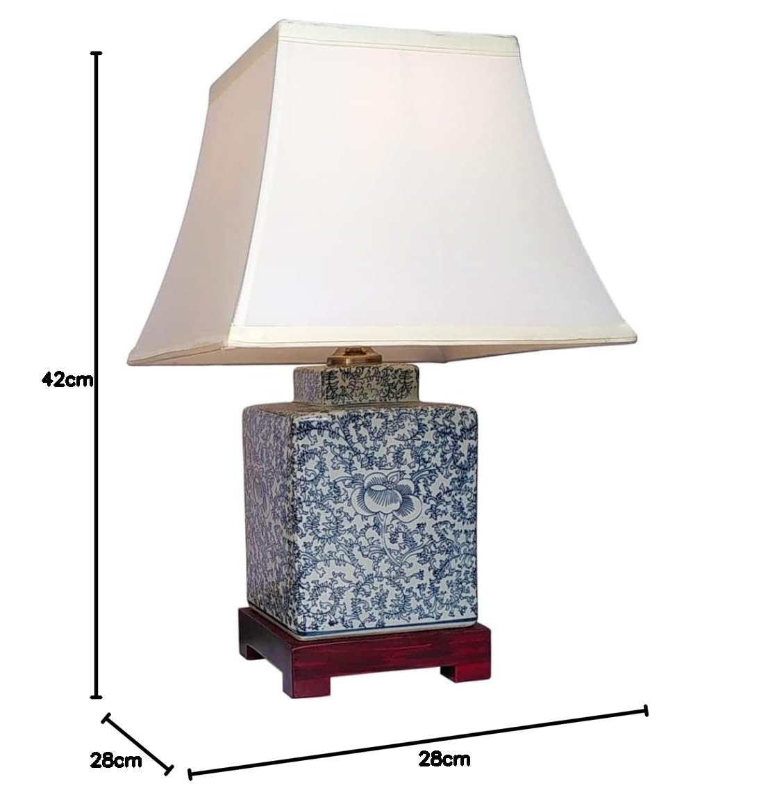 DOWNTON INTERIORS Blue Square Oriental Ceramic Table Lamp (M9950